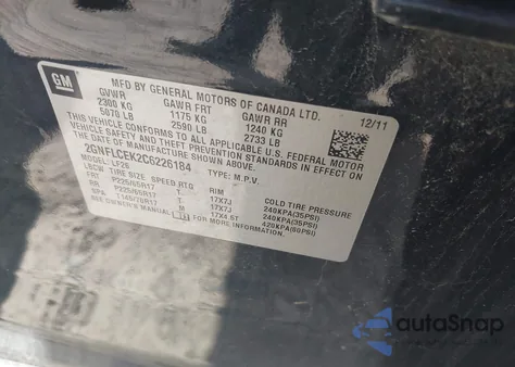 2012 Chevrolet Equinox Ls z USA, uszkodzony, nr VIN 2GNFLCEK2C6226184